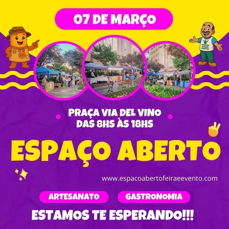 É Sábado! Dia de Espaço Aberto na Praça Via Del Vino em Bento!