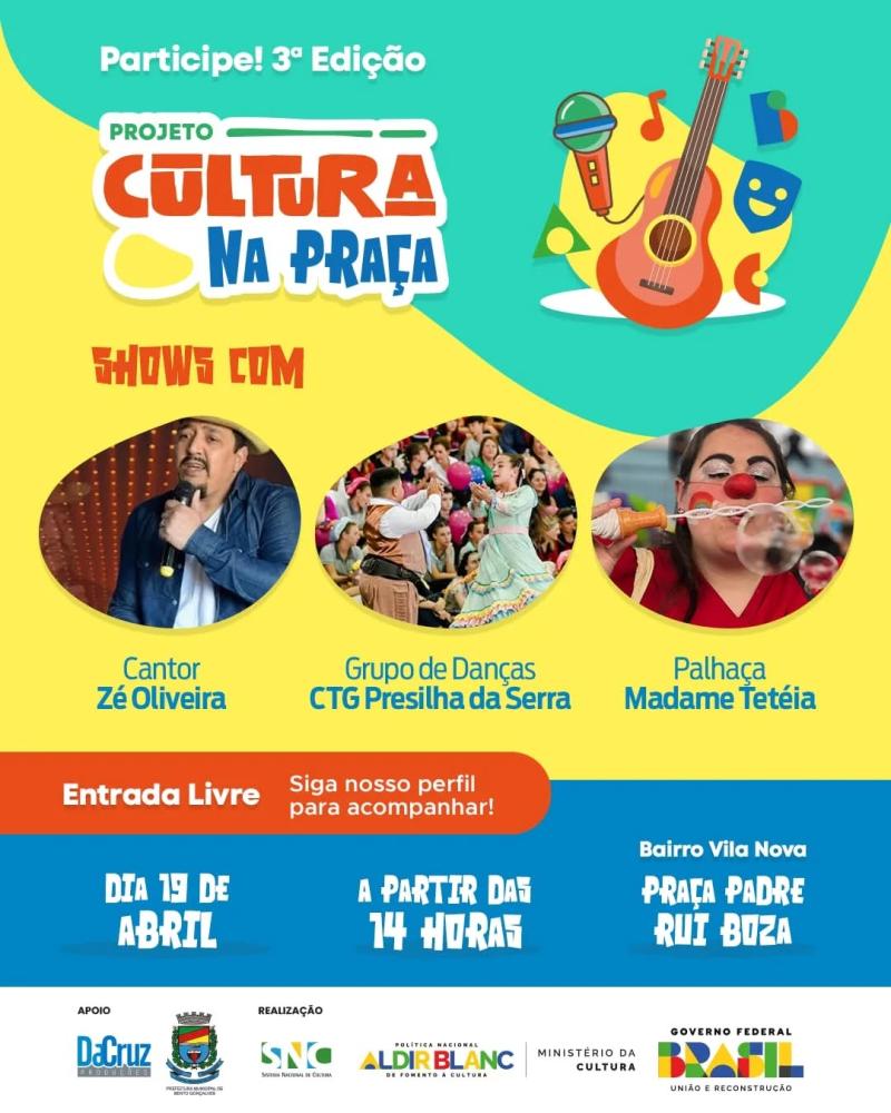 DOMINGO É DIA DE CELEBRAR A CULTURA NA PRAÇA!
