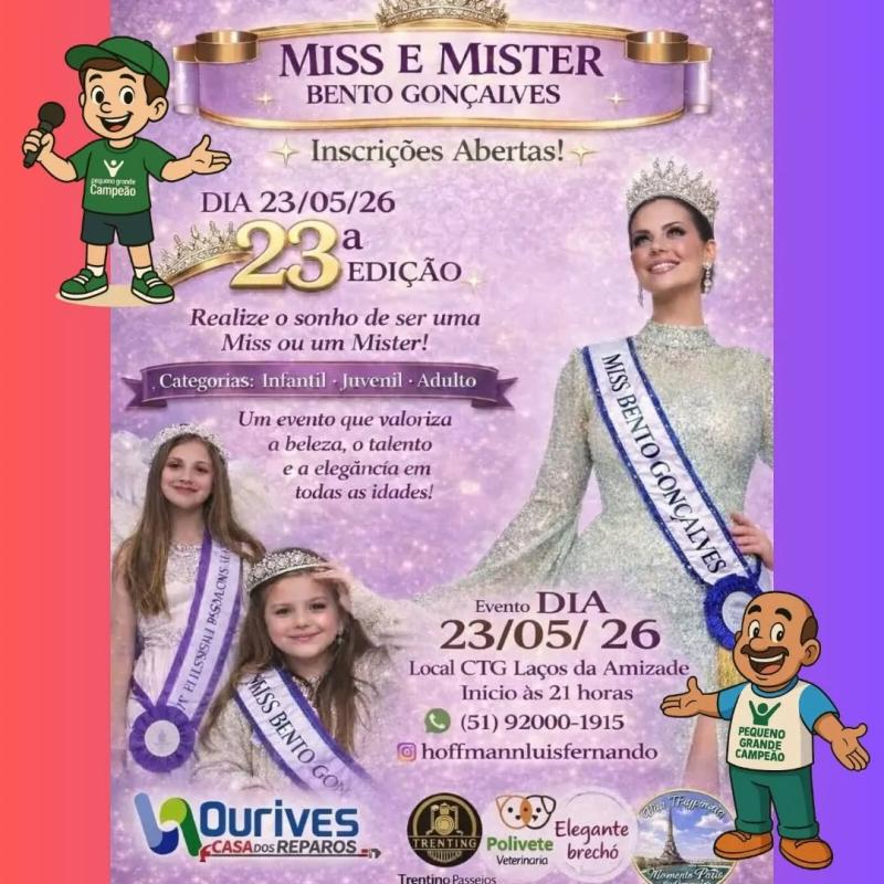Miss e Mister Bento Gonçalves! Participe!