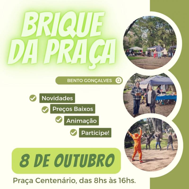 Dia 8 de Outubro, acontece a décima segunda edição de 2022 do Brique da Praça em Bento.